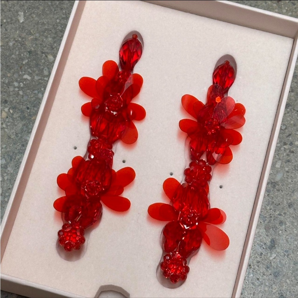 Simone Rocha x H&M collection Red Floral Drop Earrings